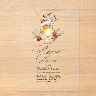 Invitaciones Acrílicas Linternas Rústicas de Invierno Cena de Ensayo Tran