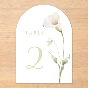 Invitaciones Acrílicas Lirio calla fondo blanco mesa 2