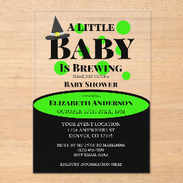 Invitaciones Acrílicas Little Baby is Brewing Halloween Baby Shower
