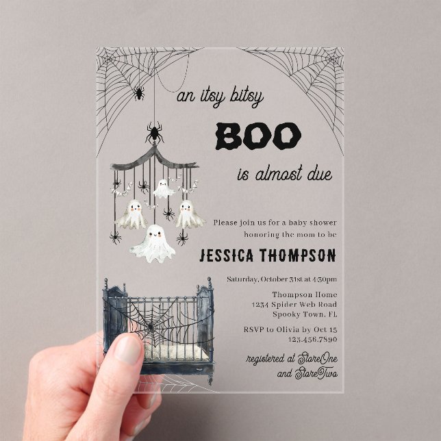Invitaciones Acrílicas Little Boo Itsy Bitsy Spider Halloween Baby Shower (Insitu (portátil))