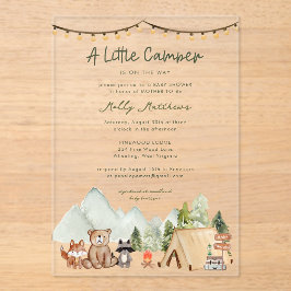 Invitaciones Acrílicas Little Camper Woodland Rustic Baby Shower 