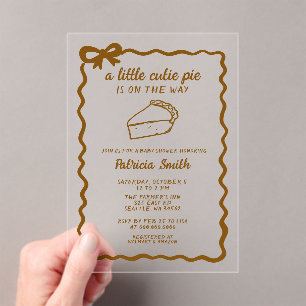 Invitaciones Acrílicas Little Cutie Pie mano dibujar doodle Fall Baby Sho