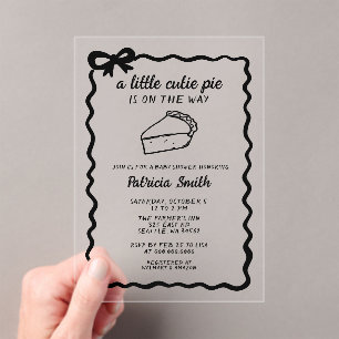 Invitaciones Acrílicas Little Cutie Pie mano dibujar doodle Fall Baby Sho