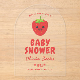 Invitaciones Acrílicas Little Cutie Strawberry Baby Shower