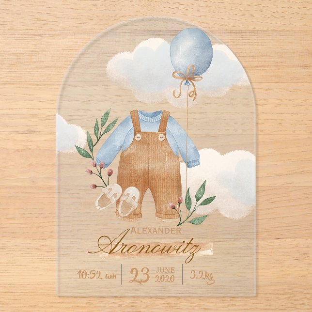 Invitaciones Acrílicas Little hands, little feet, and a big place in our  (Anverso)