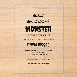 Invitaciones Acrílicas Little Monster Baby Shower Typography Design
