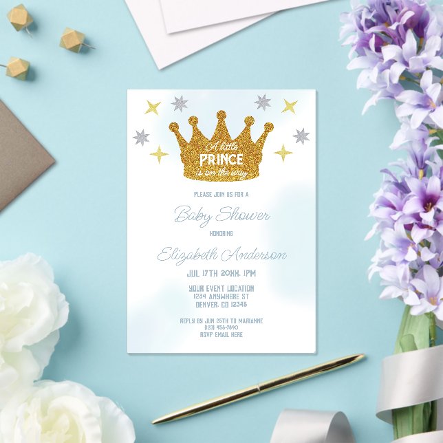 Invitaciones Acrílicas Little Prince Boy Baby Shower (Insitu (Boda))