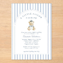 Invitaciones Acrílicas Little Sailor Bear Coastal Baby Shower Invitation