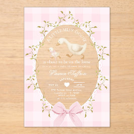 Invitaciones Acrílicas Little Silly Goose Baby Shower Pink Gingham