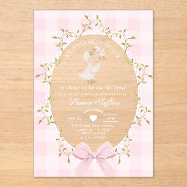 Invitaciones Acrílicas Little Silly Goose Baby Shower Pink Gingham