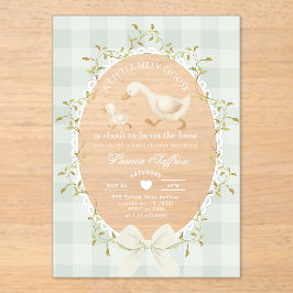 Invitaciones Acrílicas Little Silly Goose Baby Shower Sage Gingham