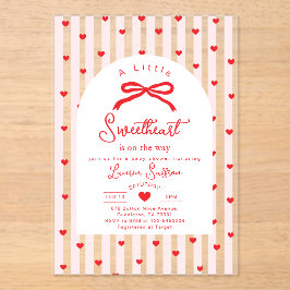 Invitaciones Acrílicas Little Sweetheart Bow Valentines Baby Shower