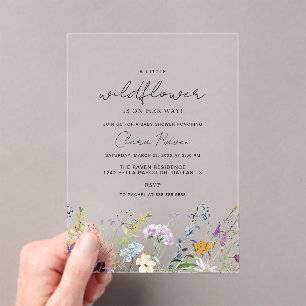 Invitaciones Acrílicas Little Wildflower Baby Shower
