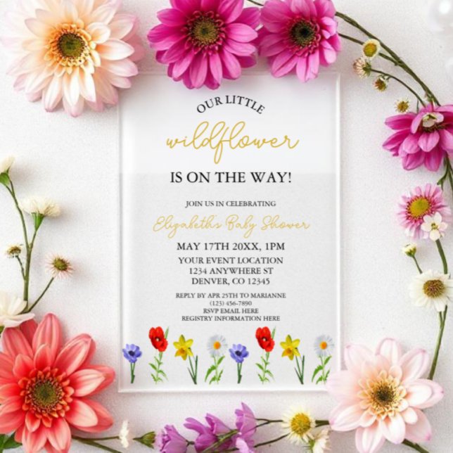 Invitaciones Acrílicas Little Wildflower Baby Shower (Subido por el creador)