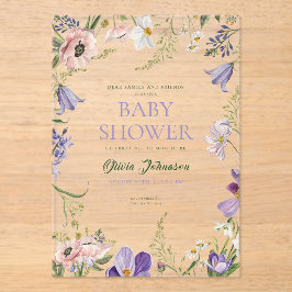 Invitaciones Acrílicas Little Wildflower Baby Shower