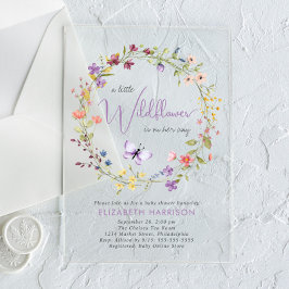Invitaciones Acrílicas Little Wilflower Watercolor Bebé Shower