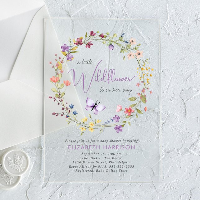 Invitaciones Acrílicas Little Wilflower Watercolor Bebé Shower (Subido por el creador)