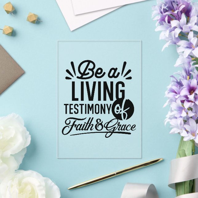 Invitaciones Acrílicas Living Testimony Bible Quote Christian Motivation (Insitu (Boda))