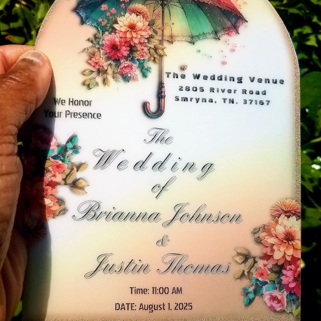 Invitaciones Acrílicas Llueve a hermosos Bodas florales (Subido por el creador)