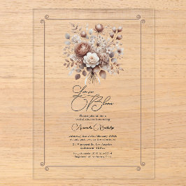 Invitaciones Acrílicas Lluvia de Amor Mousse de Mocha Floral Bridal Showe