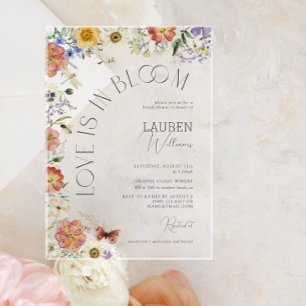 Invitaciones Acrílicas Lluvia de Amor: Regalo de Flor Silvestre Prensada