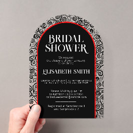 Invitaciones Acrílicas Lluvia de Boda de Bruja Gótica Oscura con Florecim