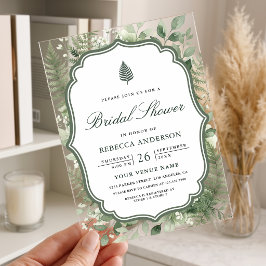 Invitaciones Acrílicas Lluvia de boda en bosque encantado acuarela