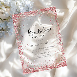 Invitaciones Acrílicas Lluvia de boda moderna de cobre plateado brillante