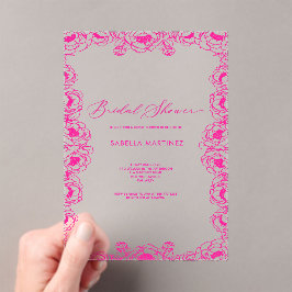 Invitaciones Acrílicas lluvia de boda rosa simple clásica elegante