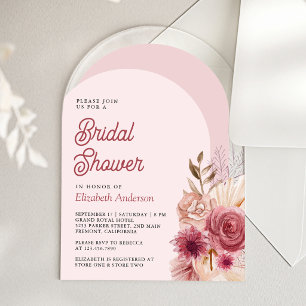 Invitaciones Acrílicas Lluvia de Granada Rosa Floral Pampas Despedida de