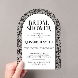 Invitaciones Acrílicas Lluvia de Regalos Nupciales en Blanco y Negro con 