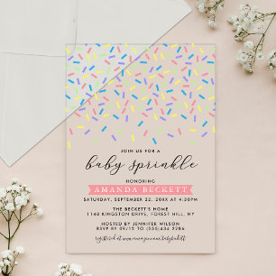 Invitaciones Acrílicas Lluvia Moderada de Purpurina Baby Shower