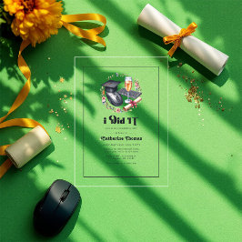 Invitaciones Acrílicas "Lo hice" Graduación moderna en ciencias de la com