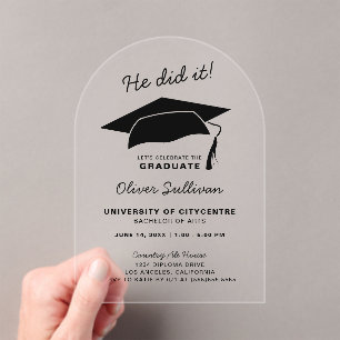 Invitaciones Acrílicas Lo Hizo Moderno De Graduación