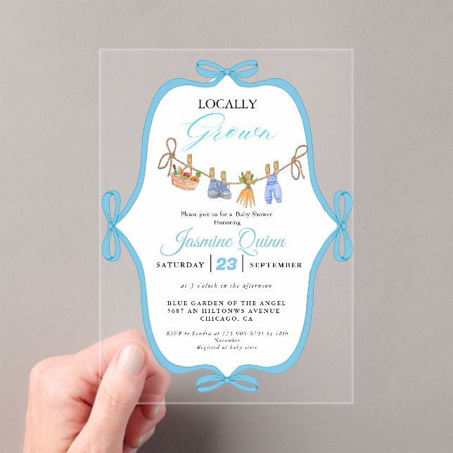 Invitaciones Acrílicas Locally grown boy baby shower Baby sprinkle (Insitu (portátil))