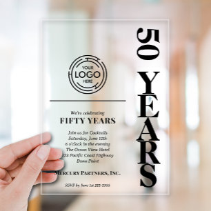 Invitaciones Acrílicas Logotipo de aniversario de negocio moderno