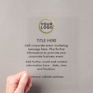 Invitaciones Acrílicas Logotipo de Marketing de Eventos de Negocios Corpo