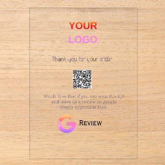 Invitaciones Acrílicas logotipo de reseña de negocio de Google Scan QR re