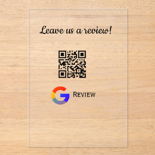 Invitaciones Acrílicas logotipo de reseña de negocio de Google Scan QR re