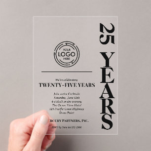 Invitaciones Acrílicas Logotipo del 25 aniversario de Modern Business