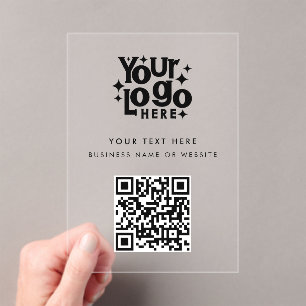 Invitaciones Acrílicas Logotipo Empresarial Código QR Moderno Minimalista