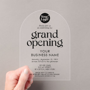 Invitaciones Acrílicas Logotipo minimalista de inauguración empresarial t