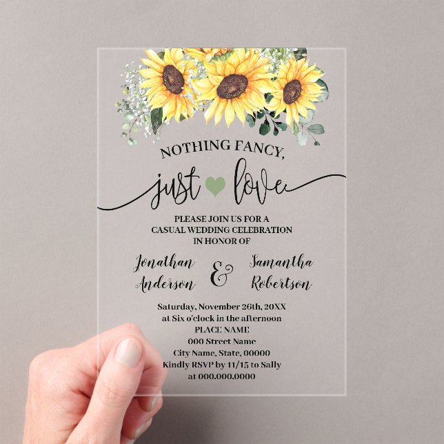 Invitaciones Acrílicas Los girasoles no tienen nada de fantasía solo aman (Insitu (portátil))