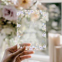 Invitaciones Acrílicas Love In Bloom Floral Purple Bridal Shower