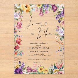 Invitaciones Acrílicas Love In Bloom Spring Floral Bridal Shower 