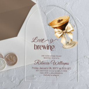 Invitaciones Acrílicas Love is Brewing Bow Espresso Martini Despedida de 
