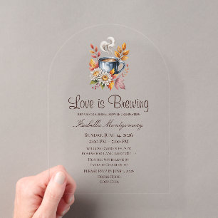 Invitaciones Acrílicas Love Is Brewing Cozy Fall Coffee Bridal Shower