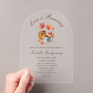 Invitaciones Acrílicas Love Is Brewing Cozy Tea Despedida de Soltera
