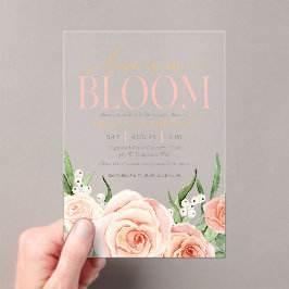 Invitaciones Acrílicas Love Is In Bloom Blush Pink Floral Bridal Shower