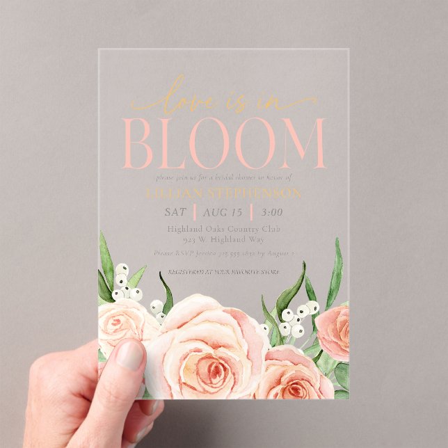 Invitaciones Acrílicas Love Is In Bloom Blush Pink Floral Bridal Shower (Insitu (portátil))